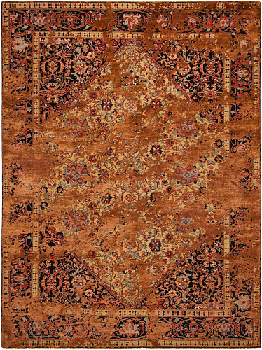 Brown Hand Knotted Wool / Silk Luxury Rug