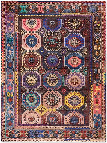 Original Natural Black Hand-Knotted Wool Rug