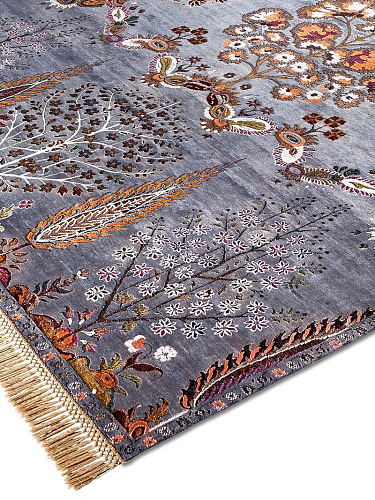 Mughal Charcoal Luxury Handwoven Rug