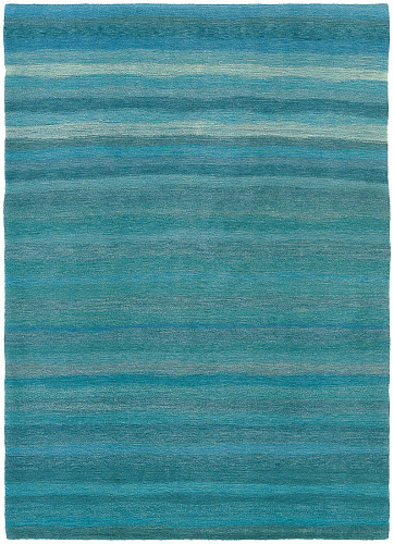 Aqua Striped Hand-woven Luxury Rug