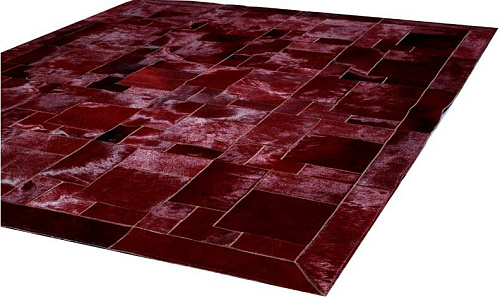 Puzzle Burgundy Luxury Cowhide Rug