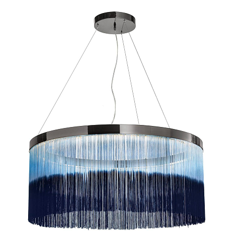 Dark Nickel Hand-Colored Fringe Chandelier