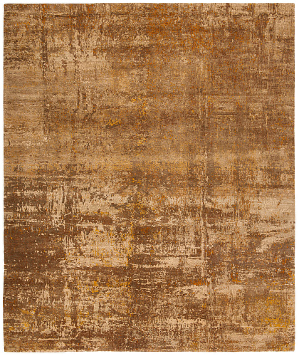 Hand-woven Wool & Silk Brown Luxury Rug Artwork