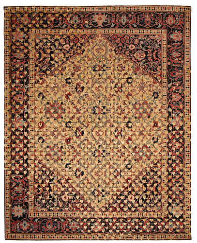 Multicolored Yellow Hand-woven Wool / Silk Luxury Rug