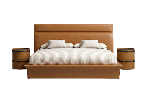 Modern Leather Bed with Headboard