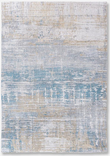 Abstract Blue Flatwoven Belgian Rug