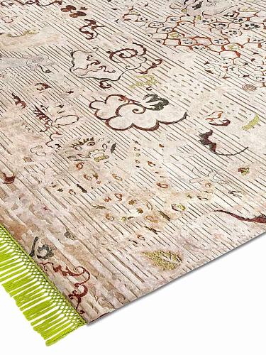 Dragon Green / Beige Silk / Wool Rug