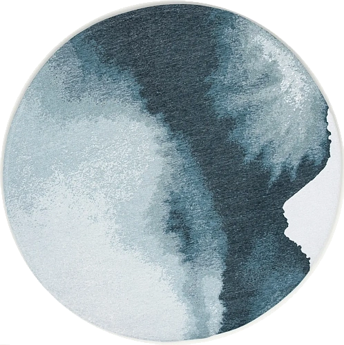 Ink Blue Modern Abstract Round Rug