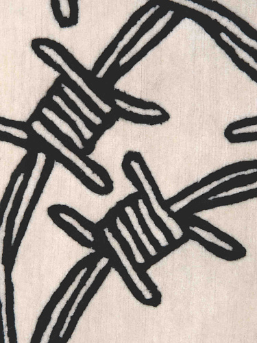Barbed Wire Round Wool / Silk Rug