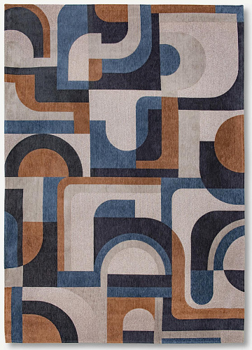 Geometric Blue Flatwoven Belgian Rug