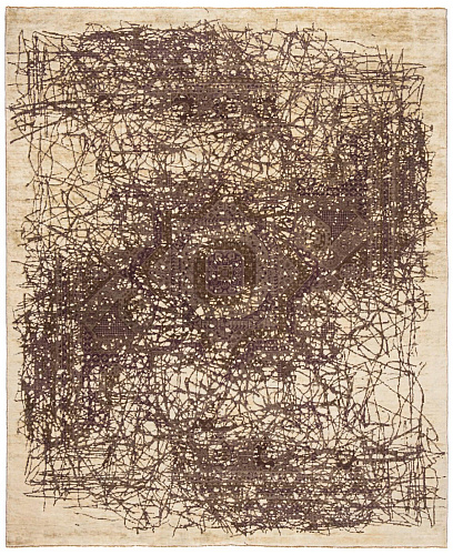 Beige Hand-woven Wool / Silk Luxury Rug