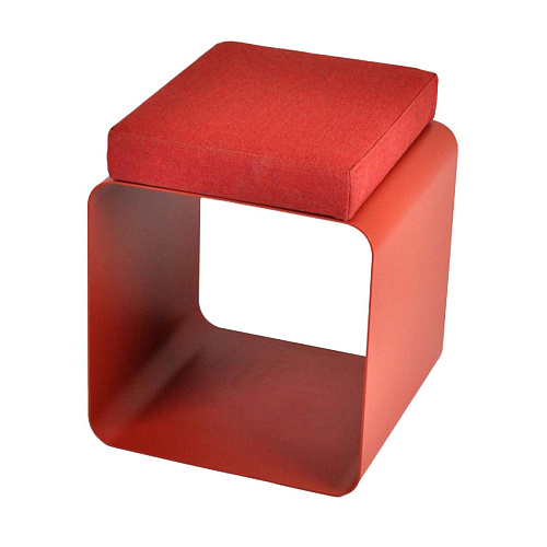 Red Velvet & Metal Frame Stool