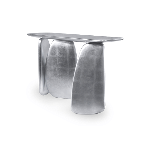 Sculptural Silver Luxe Console Table