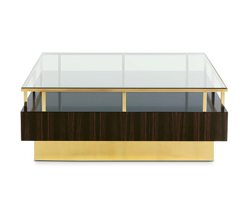 Ebony and Gold Glass Top Handcrafted Coffee Table