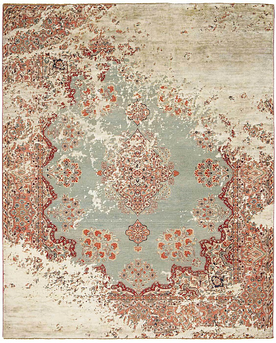Red Hand-Knotted Wool / Silk Luxury Rug
