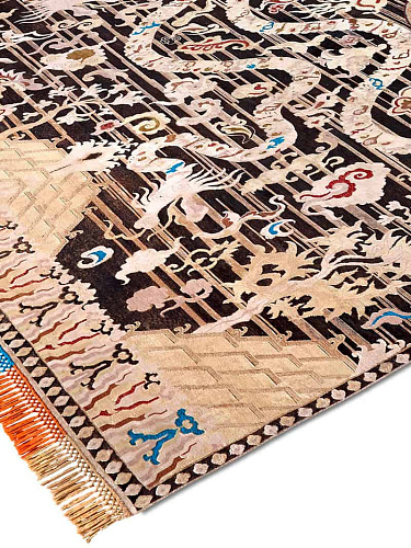 Dragon Black / Gold Silk / Wool Rug