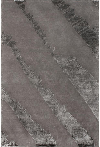 Grey Viscose / Wool Handwoven Abstract Luxury Rug