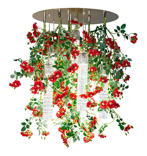 Wild Red Roses Large Chandelier