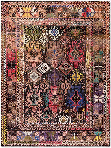 Original Natural Black Hand-Knotted Wool Rug