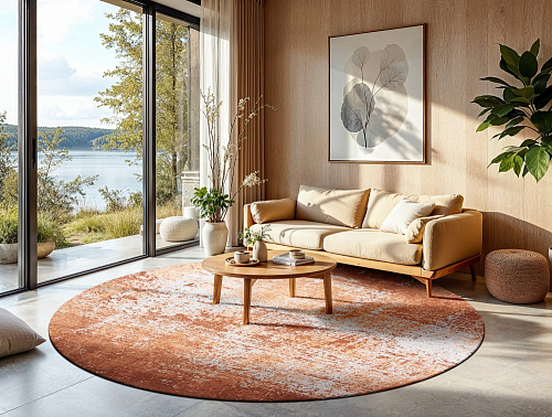 Terracotta Textured Round Rug