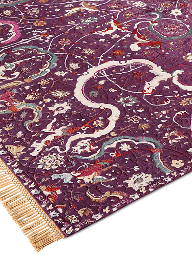 Tabriz Purple Hand-Knotted Wool / Silk Rug