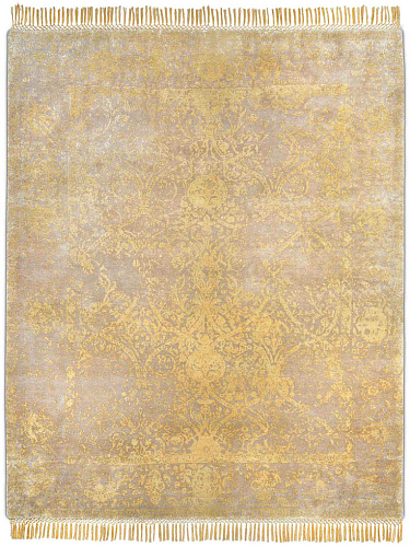 White Gold Hand-Knotted Wool / Silk Rug