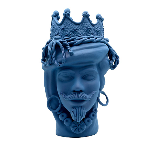 Italian Blue Moor's Head Artisan Sculpture