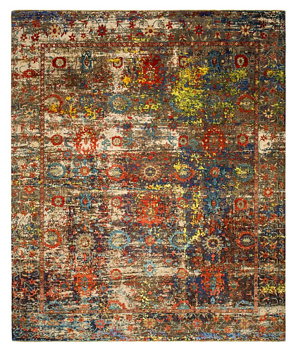 Faded Hand-Knotted Vintage Style Luxury Rug