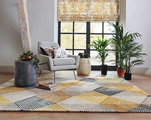 Geometric Multicolour Wool Hand Woven Rug
