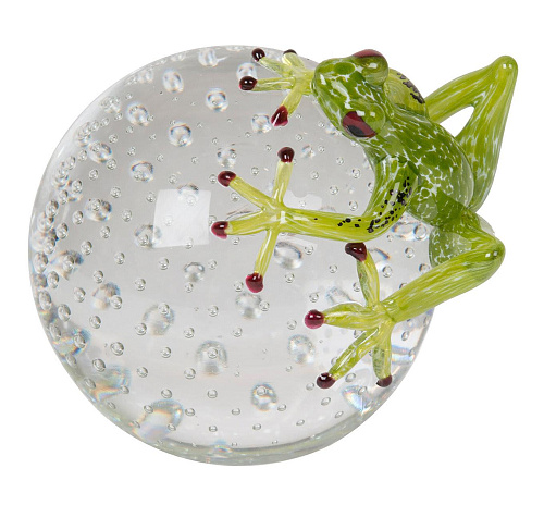 Green Frog on Sphere Artisan Figurine
