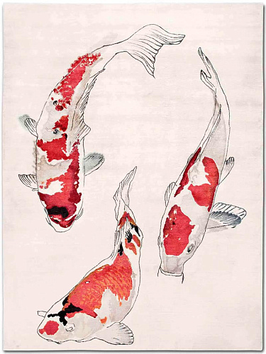 Fish Original on White Luxury Hand-Woven Rug