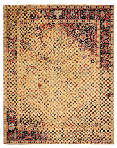 Yellow Hand-woven Wool / Silk Luxury Rug