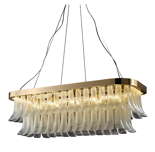 Soft Gold Oval Glass Leaf Chandelier