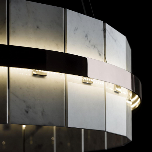 Round Carrara Marble Tile Chandelier