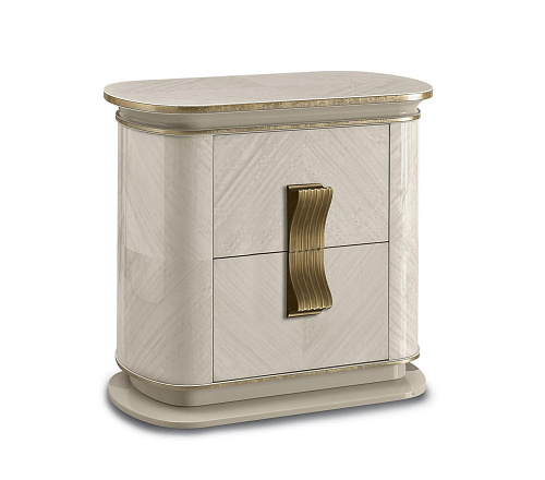Dilan White & Gold Luxury Bedside Table