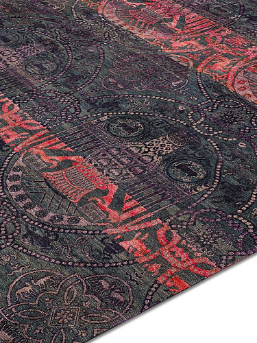 Original Natural Black Hand-Knotted Wool / Silk Rug