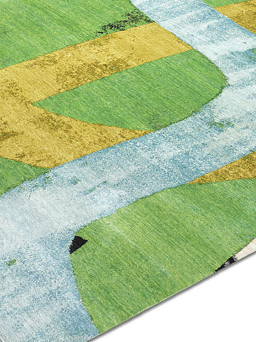 Original Green / Yellow Hand-Woven Exquisite Rug