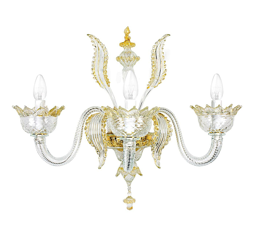 Murano Glass 3-Light Gold Wall Sconce