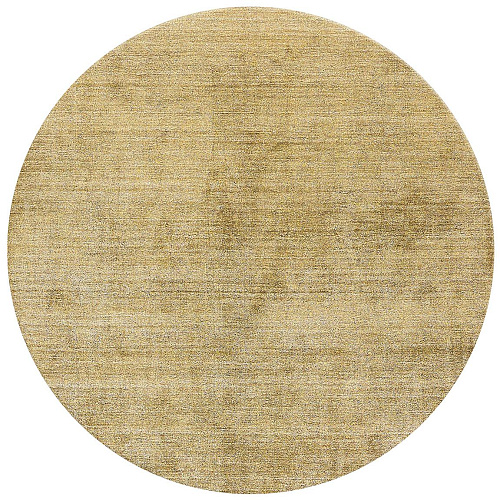 Handwoven Round Gold Silk Rug