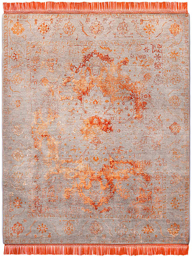 Copper Orange Hand-Knotted Wool / Silk Rug