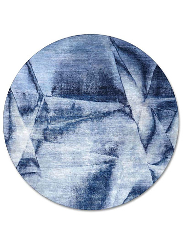 Round Navy Blue Handwoven Luxury Rug