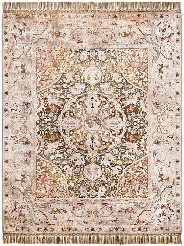 Gold Hand-Knotted Silk / Wool Rug