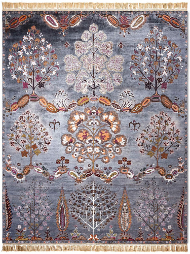Mughal Charcoal Luxury Handwoven Rug