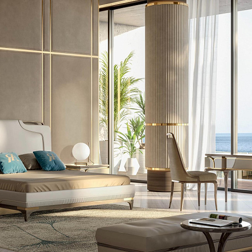 Artisanal Beige Leather Bed