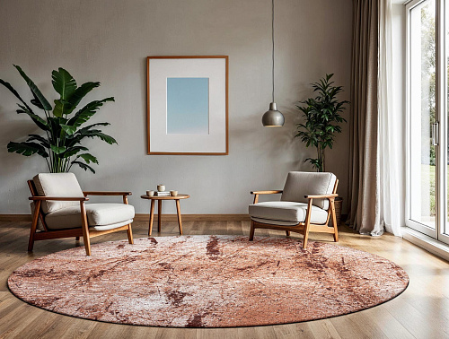 Warm Spice Toned Abstract Round Rug