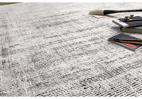 Silver Viscose / Wool Handwoven Luxury Rug