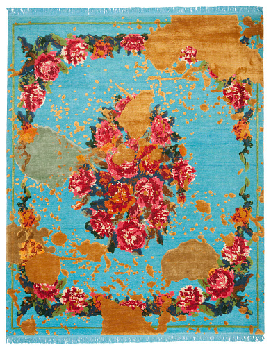 Traditional Hand-woven Turquoise Luxury Rug