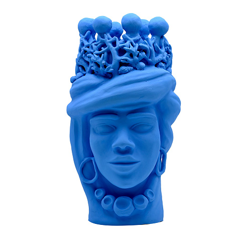 Light Blue Moor's Head Crafted Sculpture