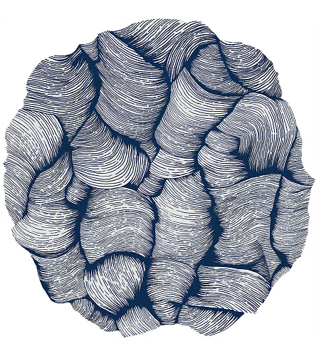 Round Blue Hand-Woven Rug