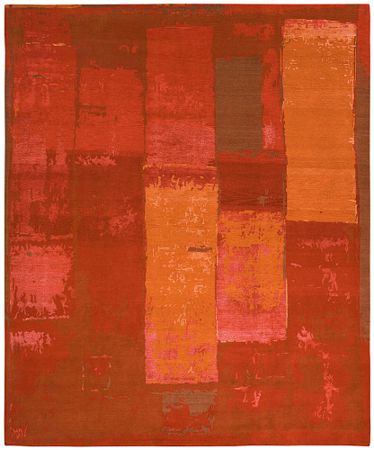 Luxurious Hand-woven Orange Rug Boro